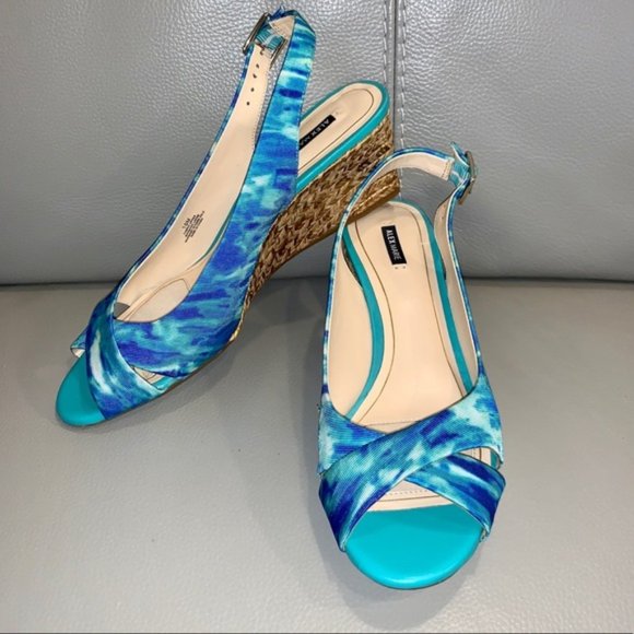 Alex Marie Othelia Turquiose Blue Wedges Sandals - Picture 1 of 7